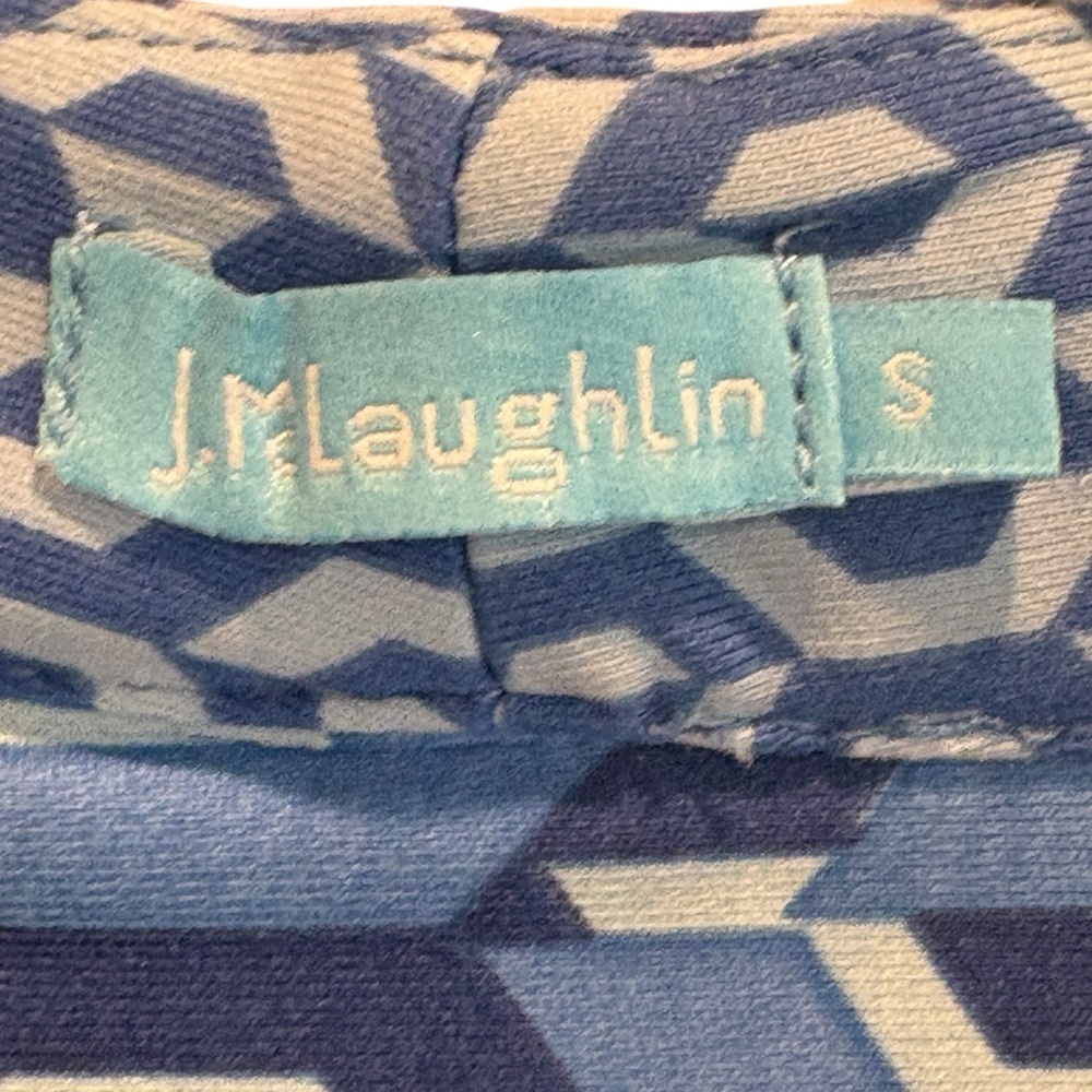 J. McLaughlin Emer Midi Dress in Blue Geometric Print Size Small Beach Resort - Picture 10 of 13